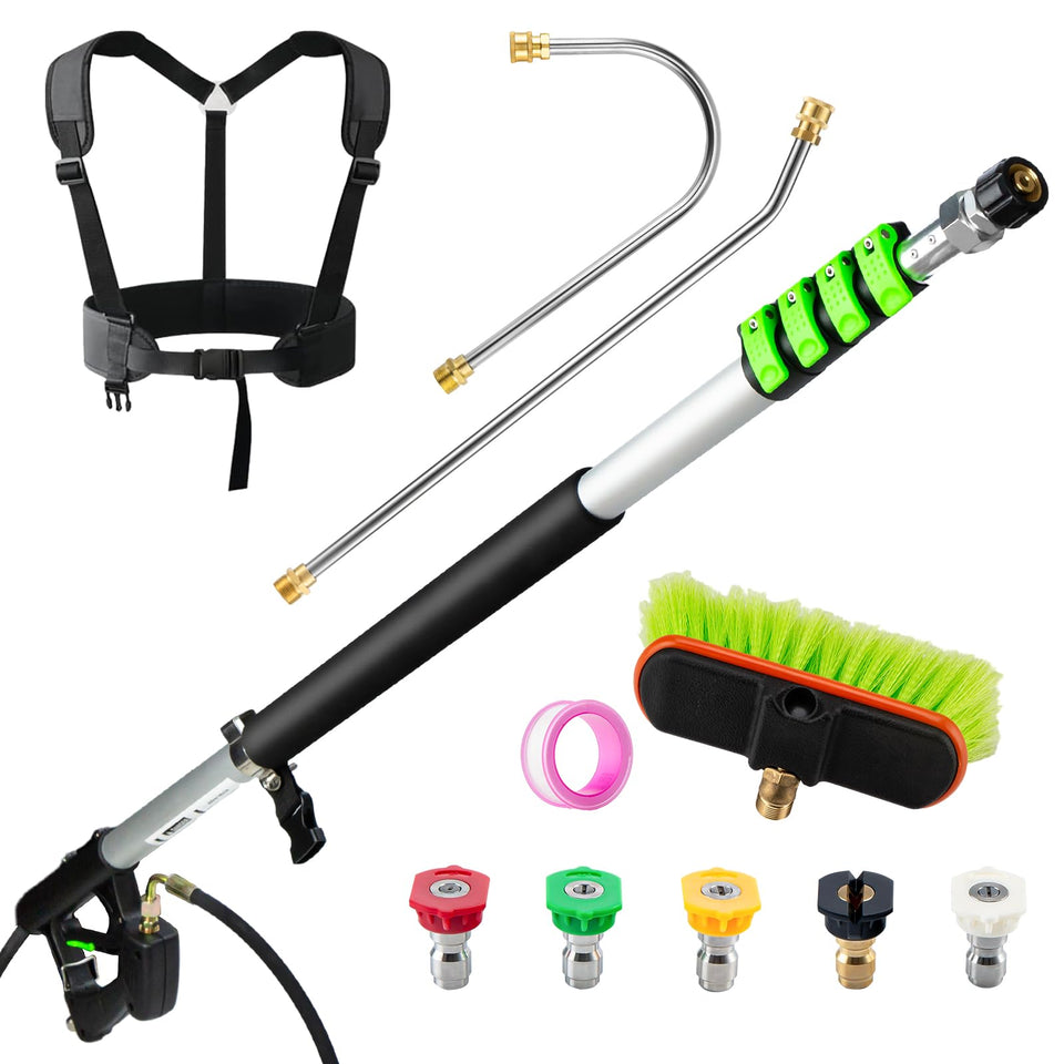 TOR 24ft telescoping wand fully extended for high-reach cleaning
