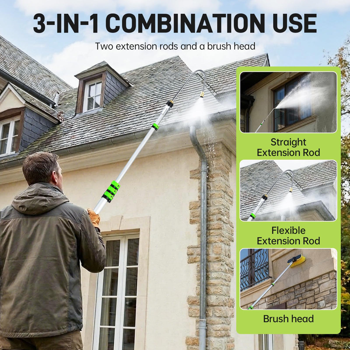 TOR brush head with jets removes stubborn dirt on tough surfaces