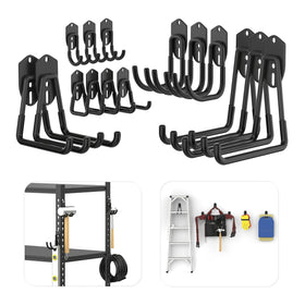 TORACK 15 PCS garage hooks mounted on the wall keep tools off the floor.