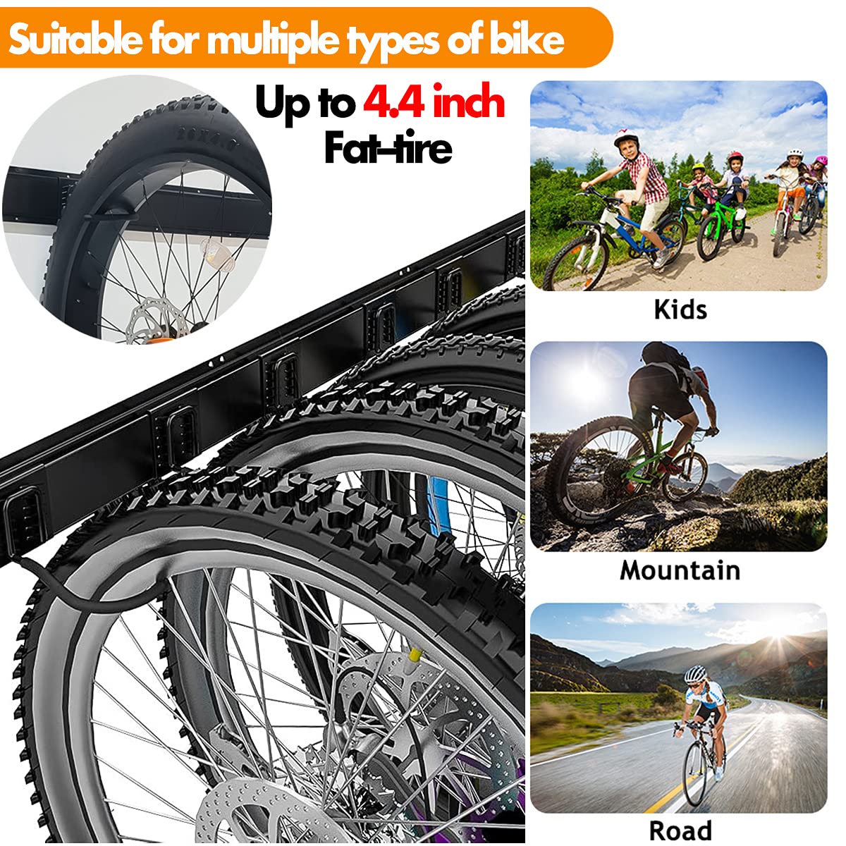 TORACK 6-hook bike hanger offers easy access and tidy garage organization.