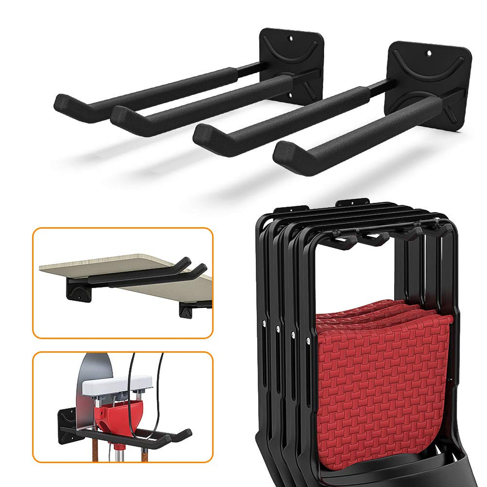TORACK garage hooks heavy-duty front view shows storage for tires and tools up to 300 lb.