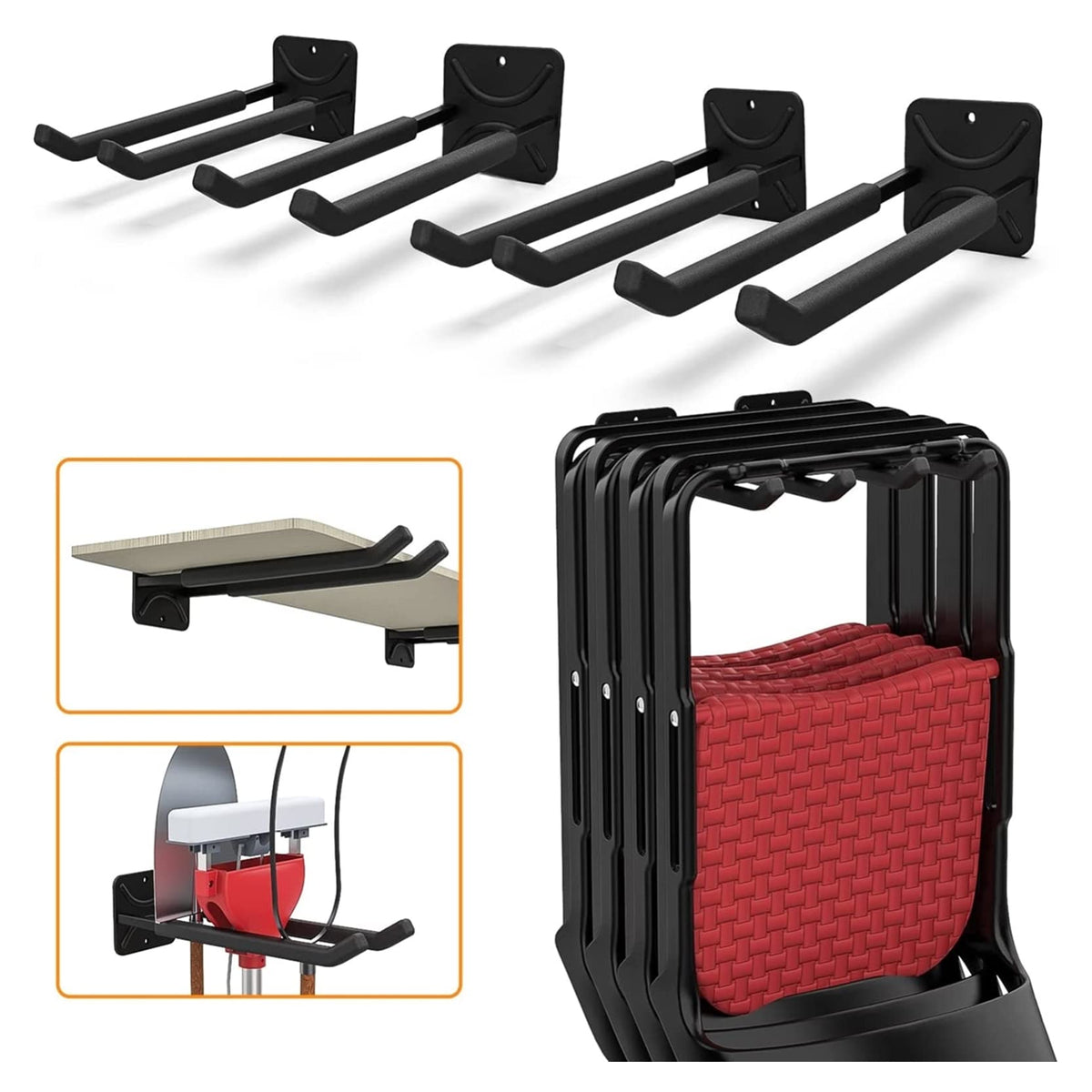 TORACK heavy-duty steel garage hook keeps tools secure and organized.