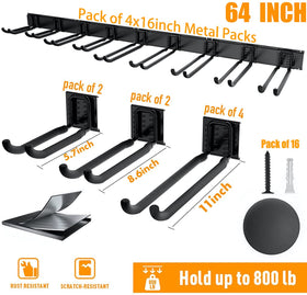 TORACK heavy-duty steel rails resist rust for durable garage storage.