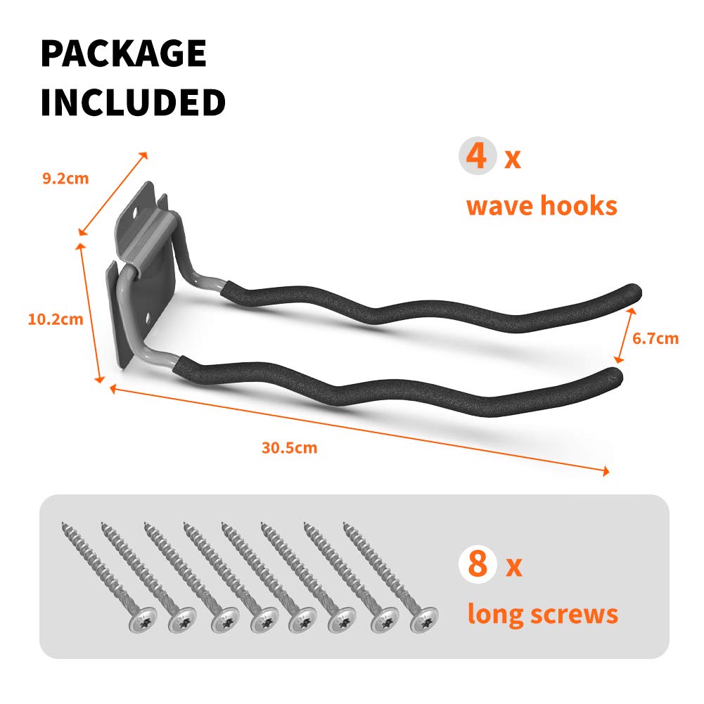 TORACK heavy-duty steel wave hook supports up to 250 lbs for durable tool hanging.