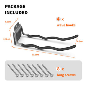 TORACK heavy-duty steel wave hook supports up to 250 lbs for durable tool hanging.