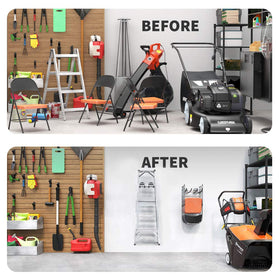 TORACK ladder and power tools storage hook for versatile garage organization.