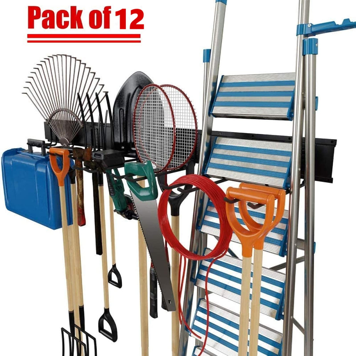 TORACK 8-pack mixed hooks provide versatile storage for ladders and tools.