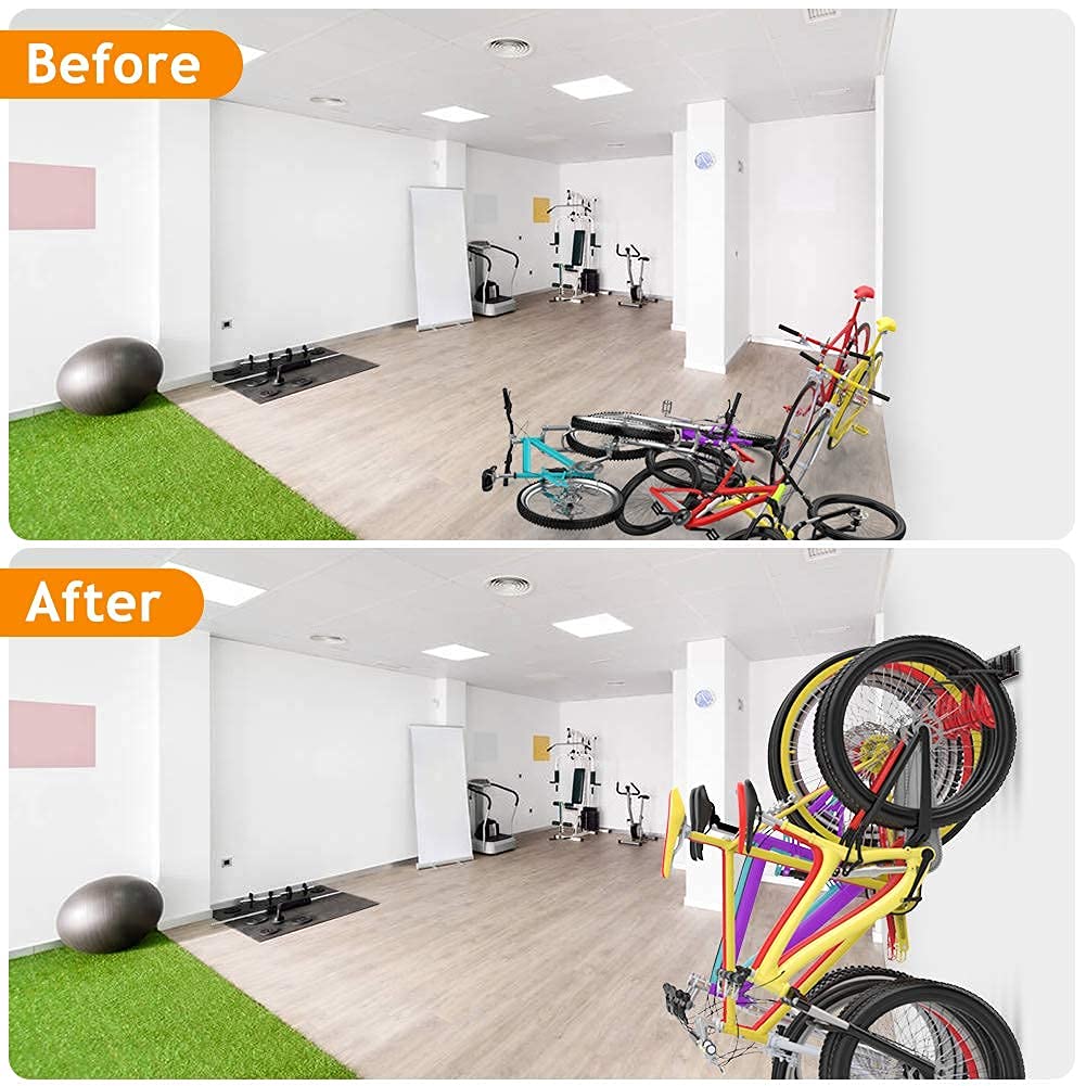 Garage looks tidier as bikes are stored off the floor.