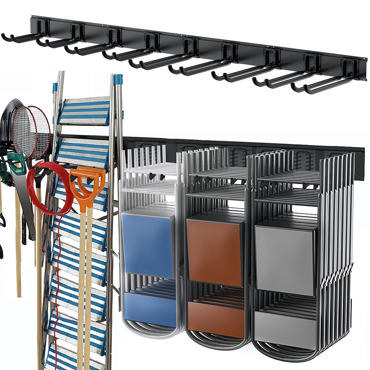TORACK tool storage rack wall-mounted keeps garage tools organized and accessible.
