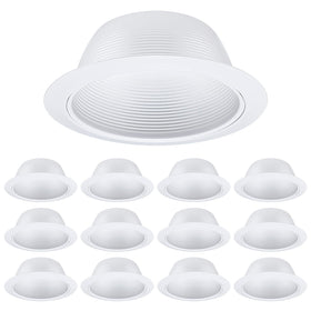 Torchstar 12-pack 6-inch white recessed trim with detachable ring for seamless ceiling install