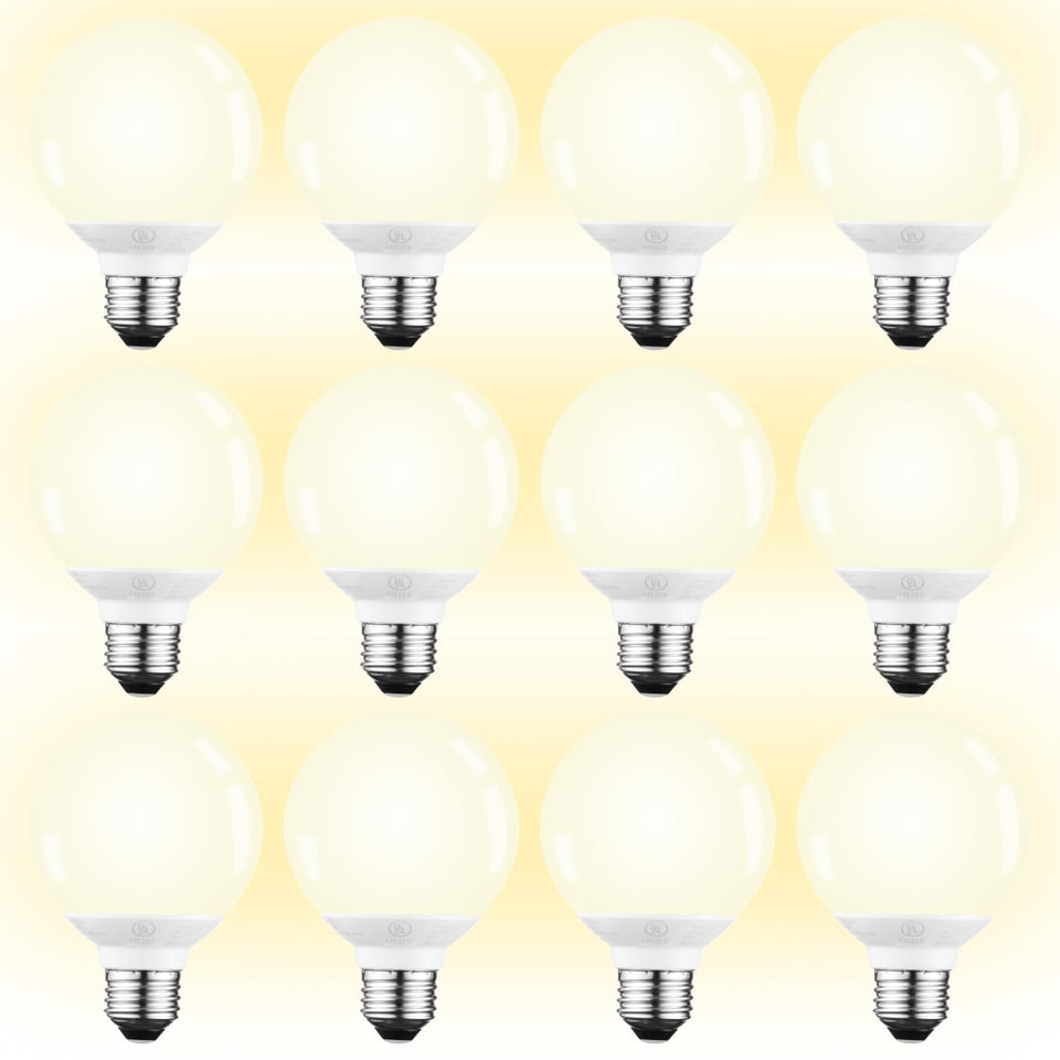 Torchstar 12-pack G25 LED bulbs for vanity lighting and energy savings