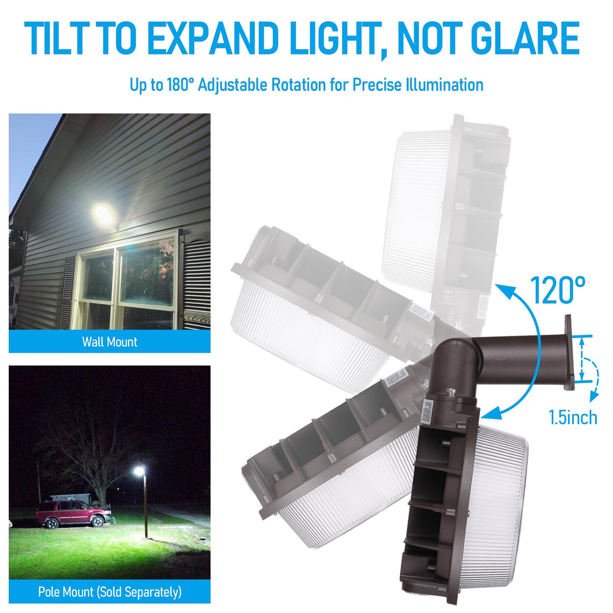 TORCHSTAR 130-degree beam covers wider outdoor areas effectively.