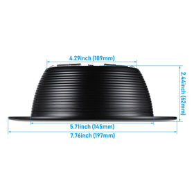TORCHSTAR 6in black trim side view shows slim profile for tight ceilings.