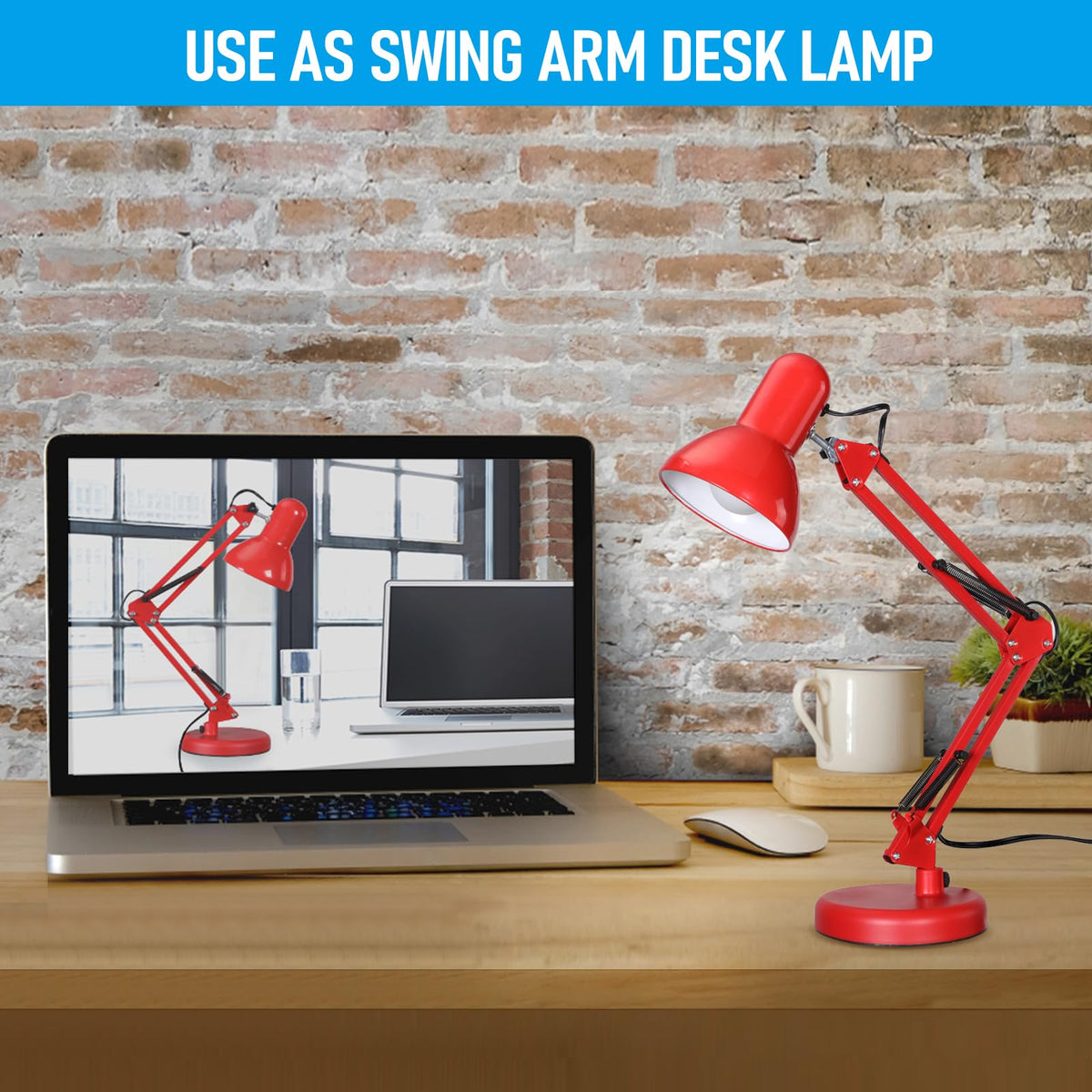 Torchstar architect gooseneck lamp red, precise angle control for focused tasks.