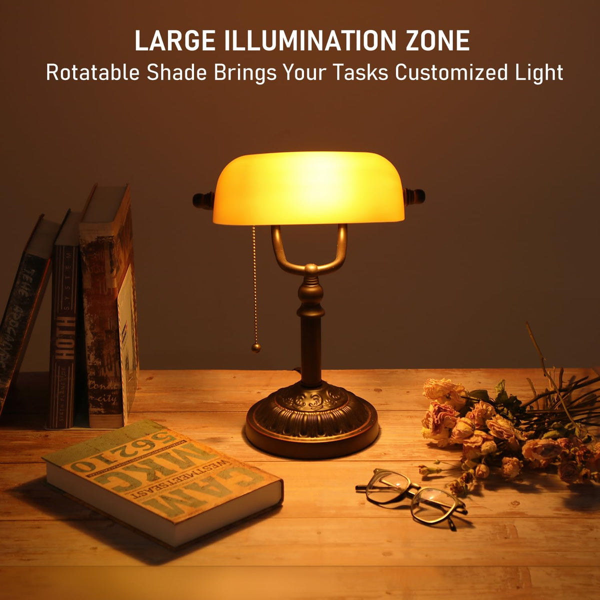 Close-up of 350-degree adjustable angle on Torchstar bankers lamp