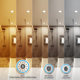Torchstar Basic Series 6in LED recessed light 5CCT color selector enables warm-to-cool ambiances.