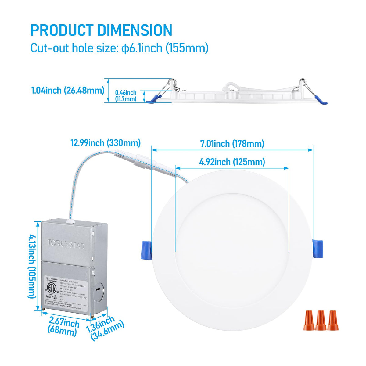 Easy installation of TORCHSTAR Basic Series downlight for fast setup