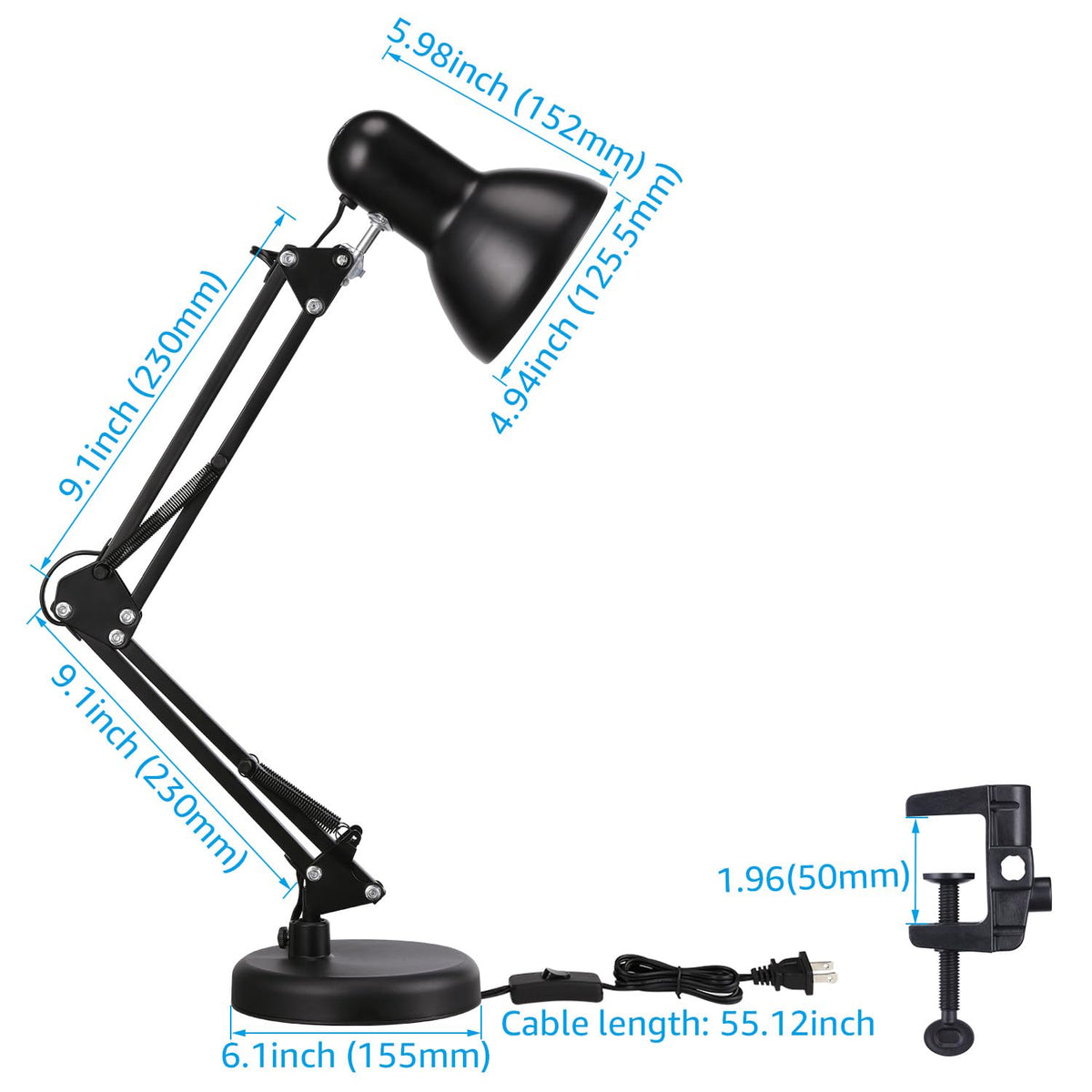 Torchstar desk lamp with E26 base compatibility for common bulbs