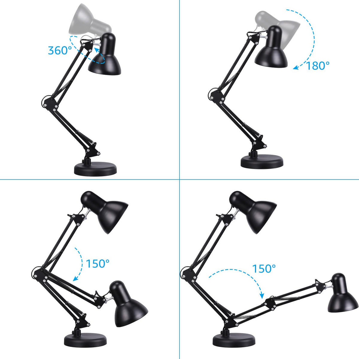 Torchstar desk lamp slim profile saved space with long cable