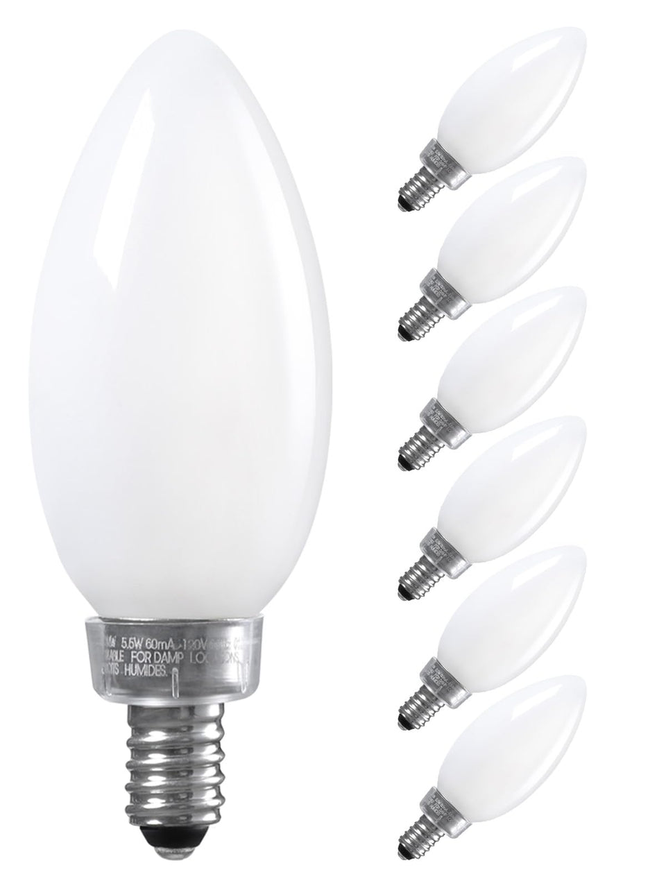 Torchstar dimmable E12 LED candle bulb in chandelier angle view