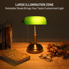 TORCHSTAR emerald-green glass shade desk lamp adds color and mood