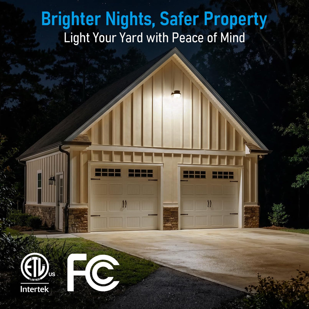 ETL and FCC listed TORCHSTAR outdoor light ensures safety and compliance.