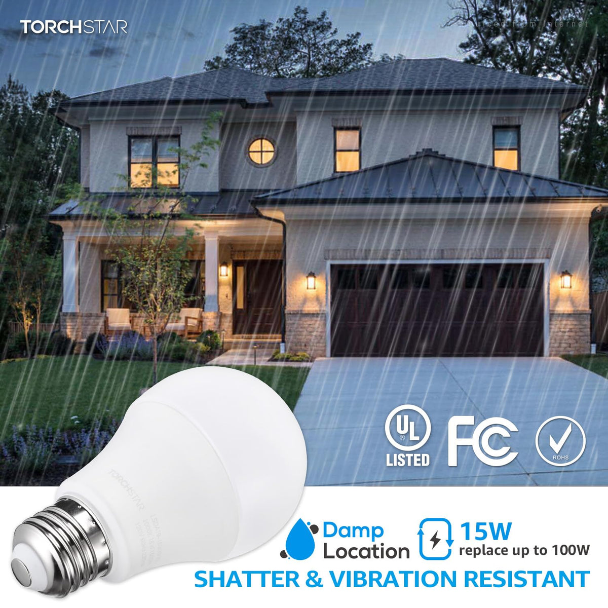 Torchstar FCC UL ROHS certified garage light ensures compliant operation
