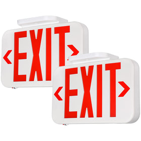Torchstar LED exit sign with battery backup, front view, durable for consistent egress indication.