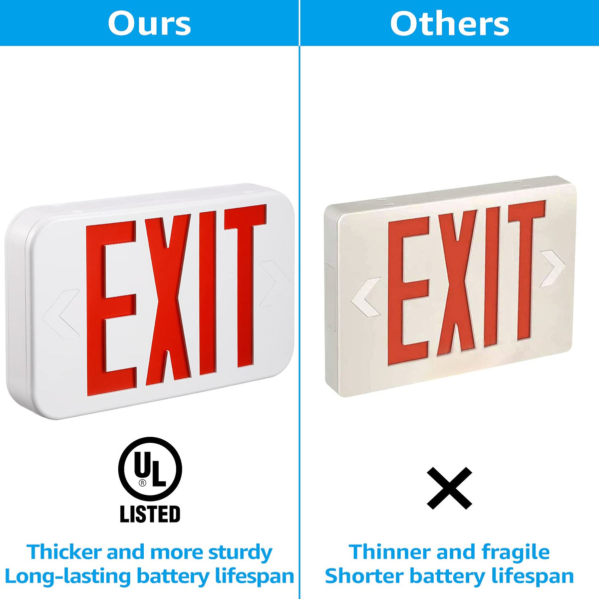 TORCHSTAR LED exit sign damp-location ready for corridors and entryways.