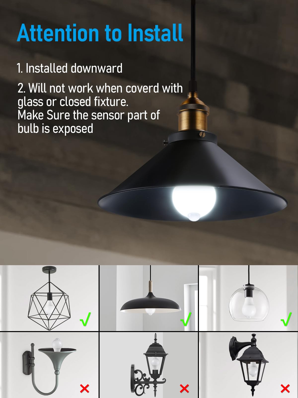 TORCHSTAR LED motion sensor bulb with E26 base fits standard sockets