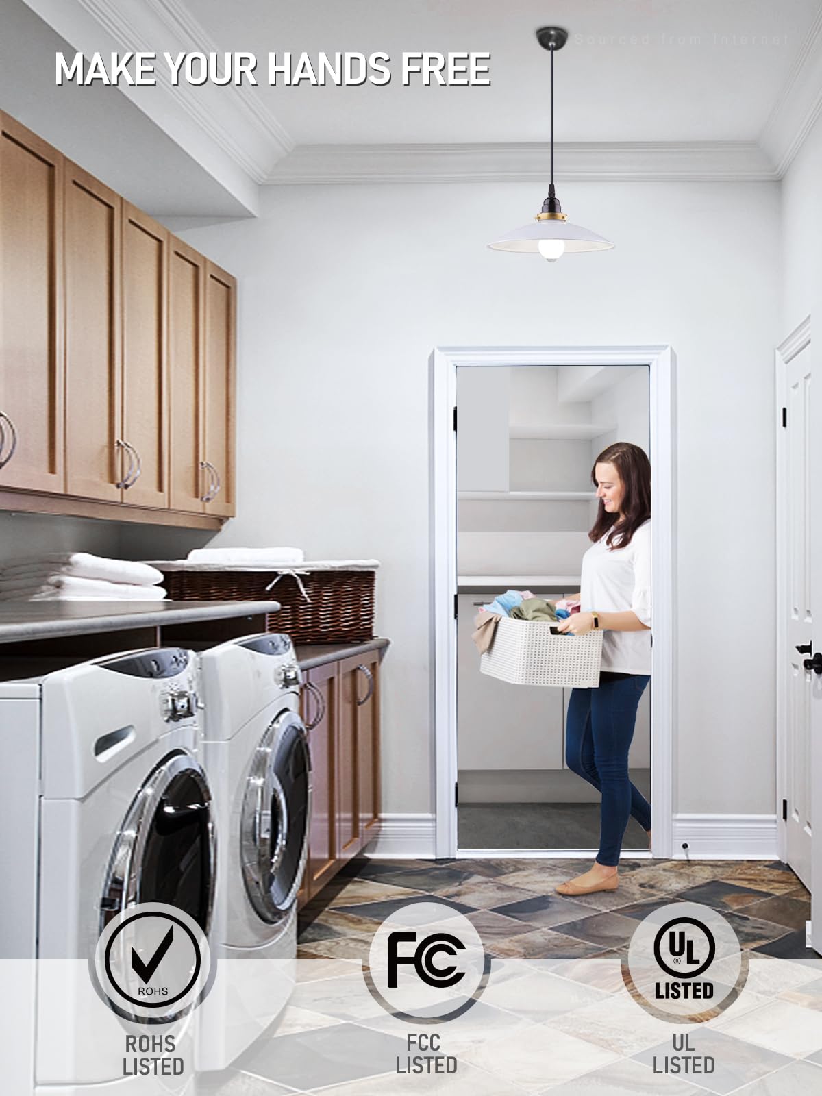 TORCHSTAR LED motion sensor bulb in laundry area provides automatic illumination