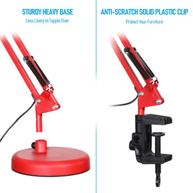 Torchstar desk lamp with swing arm in red, flexible reach for wide workspaces.