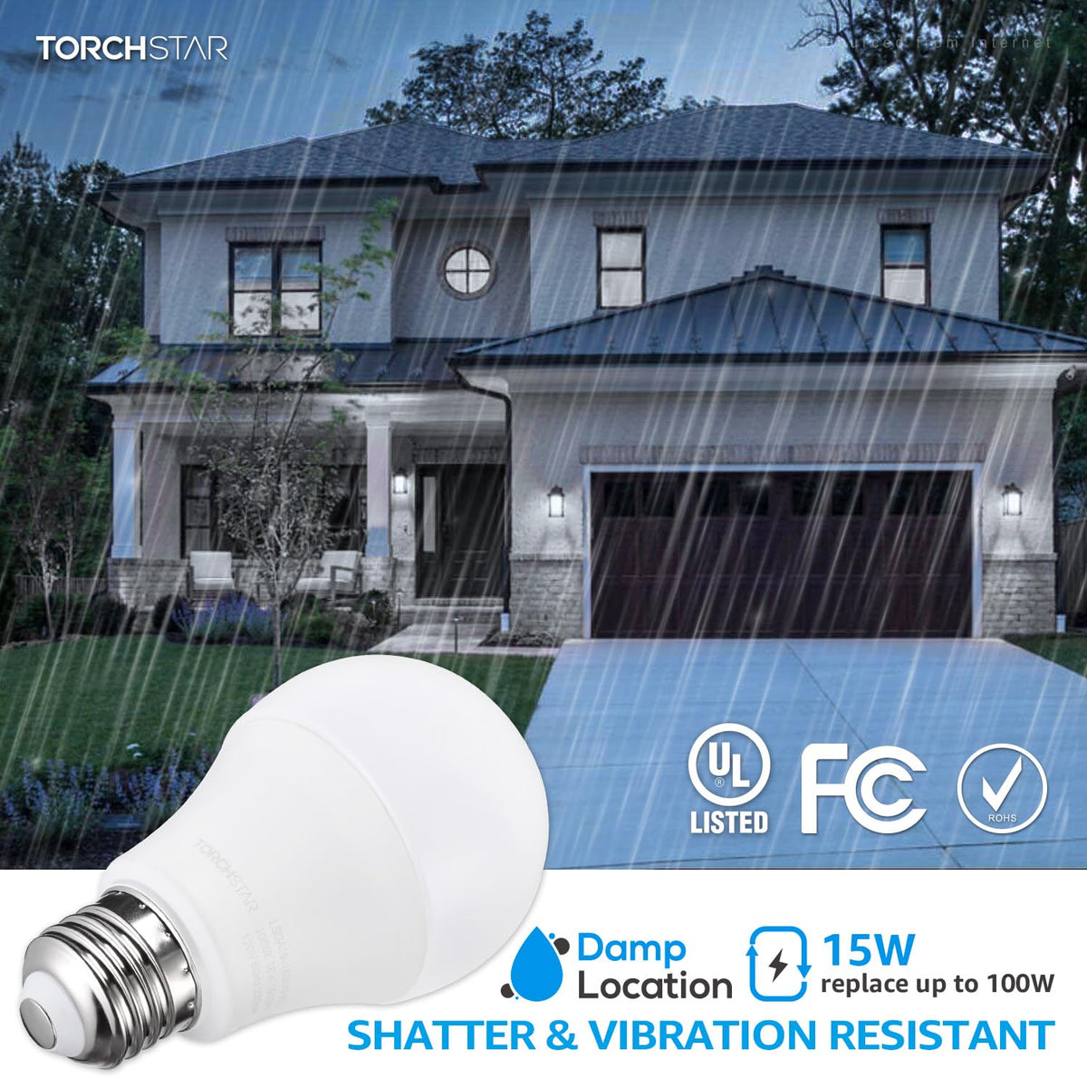 Torchstar UL FCC DOE label close-up ensures certified safety and efficiency.