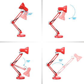 Torchstar weighted-base desk lamp in red, stable and stylish for any surface.