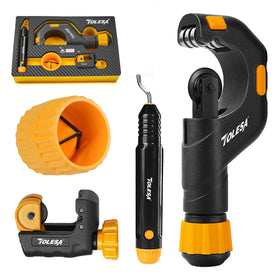 TOLESA heavy-duty pipe cutter in action delivers clean, straight cuts.