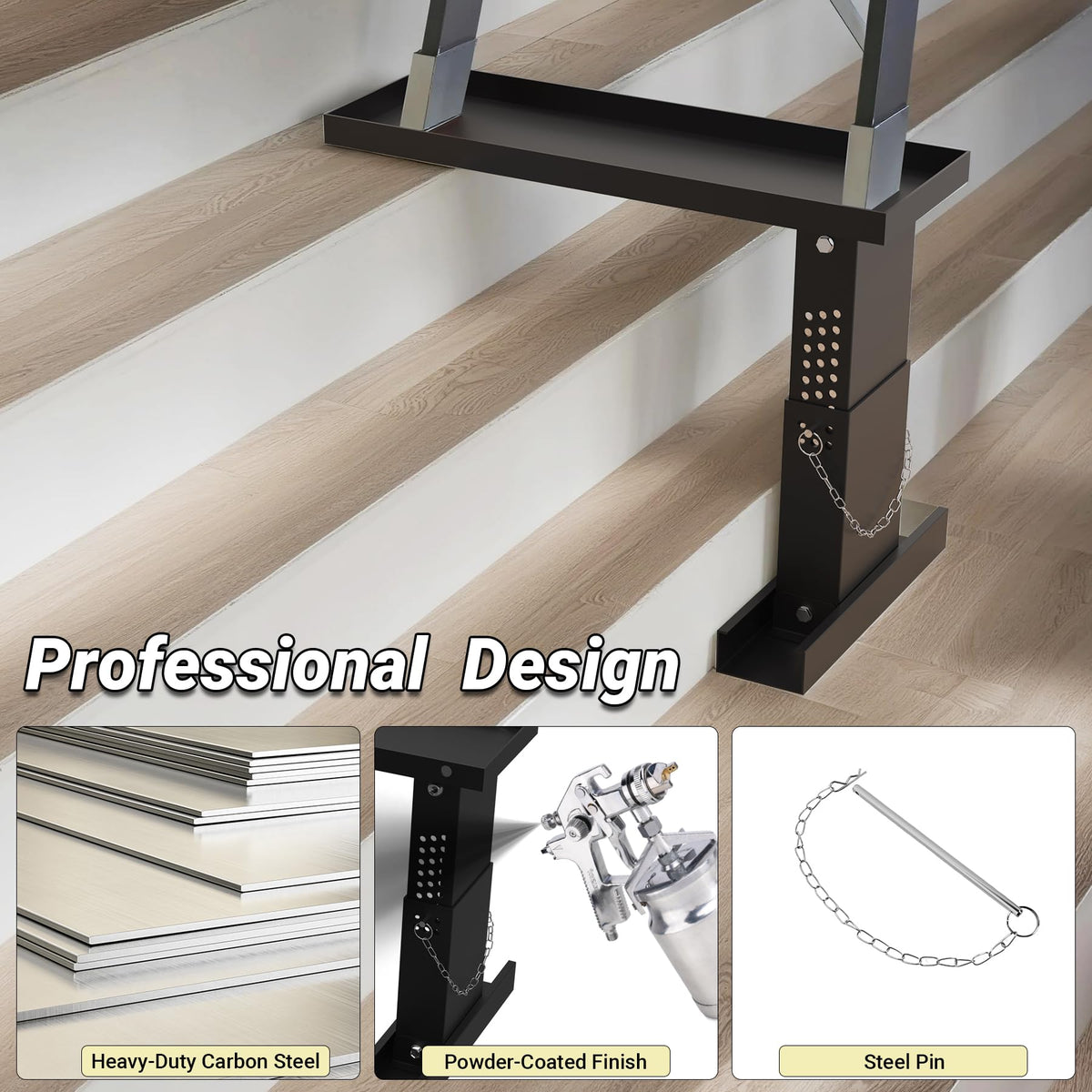 Powder-coated steel frame highlighting durability and corrosion resistance