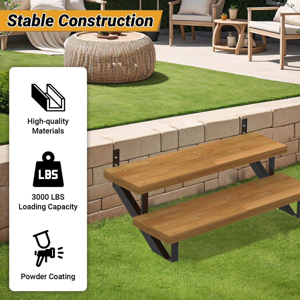 Triangular design enhances strength and stability for high-traffic areas.