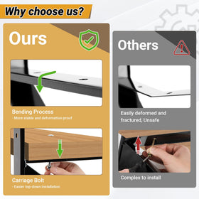Two-step stair stringers with pre-drilled holes for quick, secure installation.