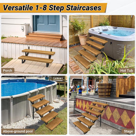 Versatile Toriexon stairs for deck, hot tub, doorway, or backyard access.