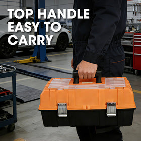 Torin 17-inch tool box side view demonstrates thick body and rugged construction