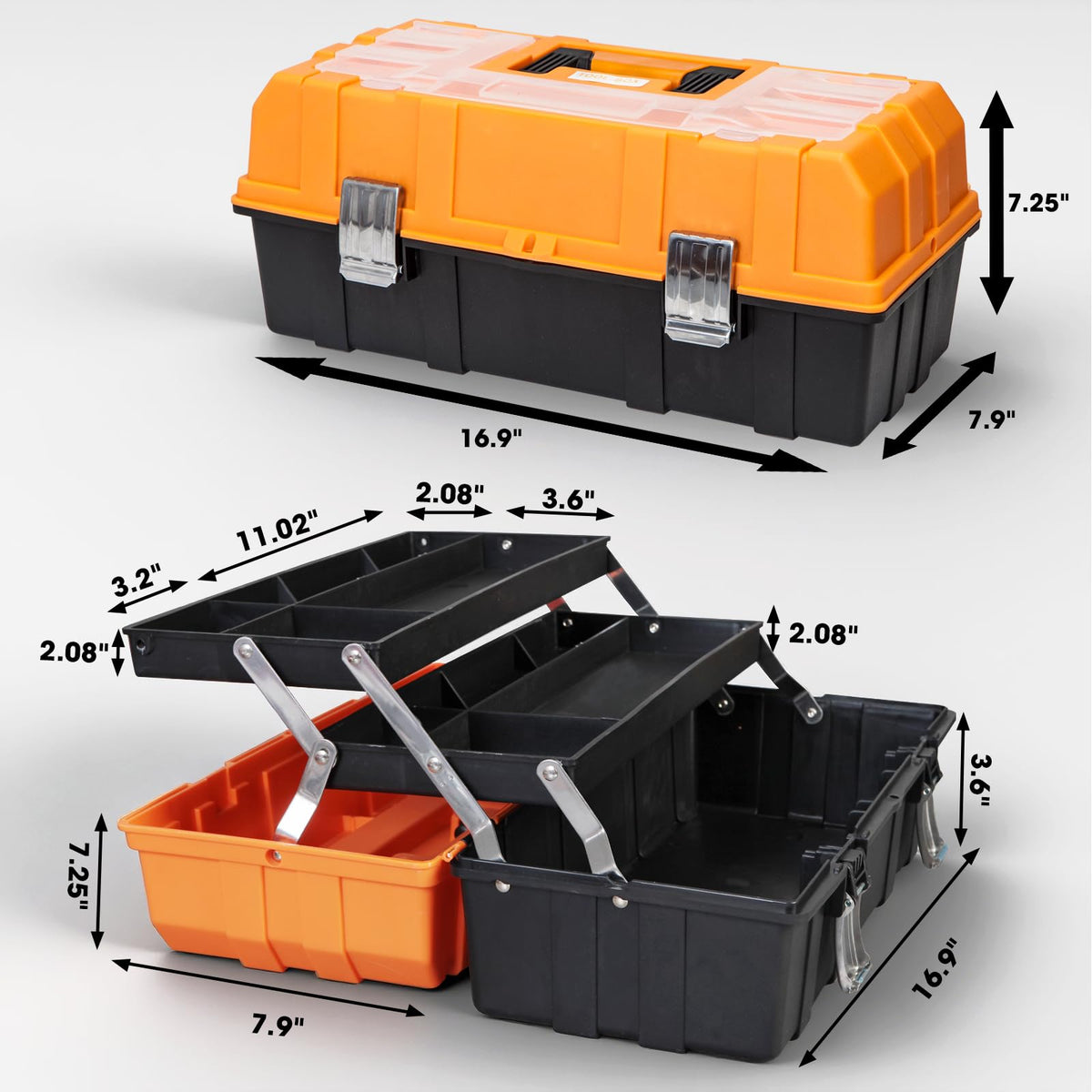Torin 17-inch tool box tray assembly highlights folded three-tier storage for organization