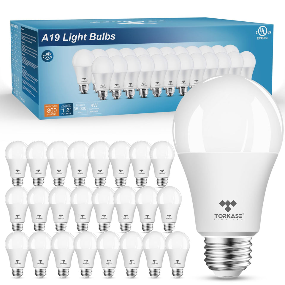 Torkase LED bulb with frosted finish provides instant bright light for living spaces.