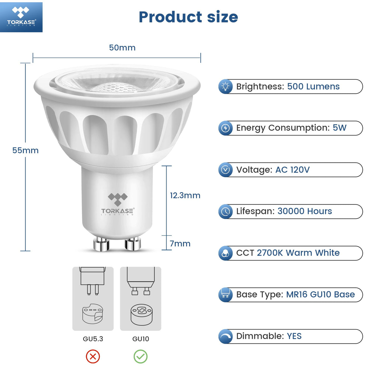 Torkase mercury-free LED bulb with no flicker for safe family spaces.