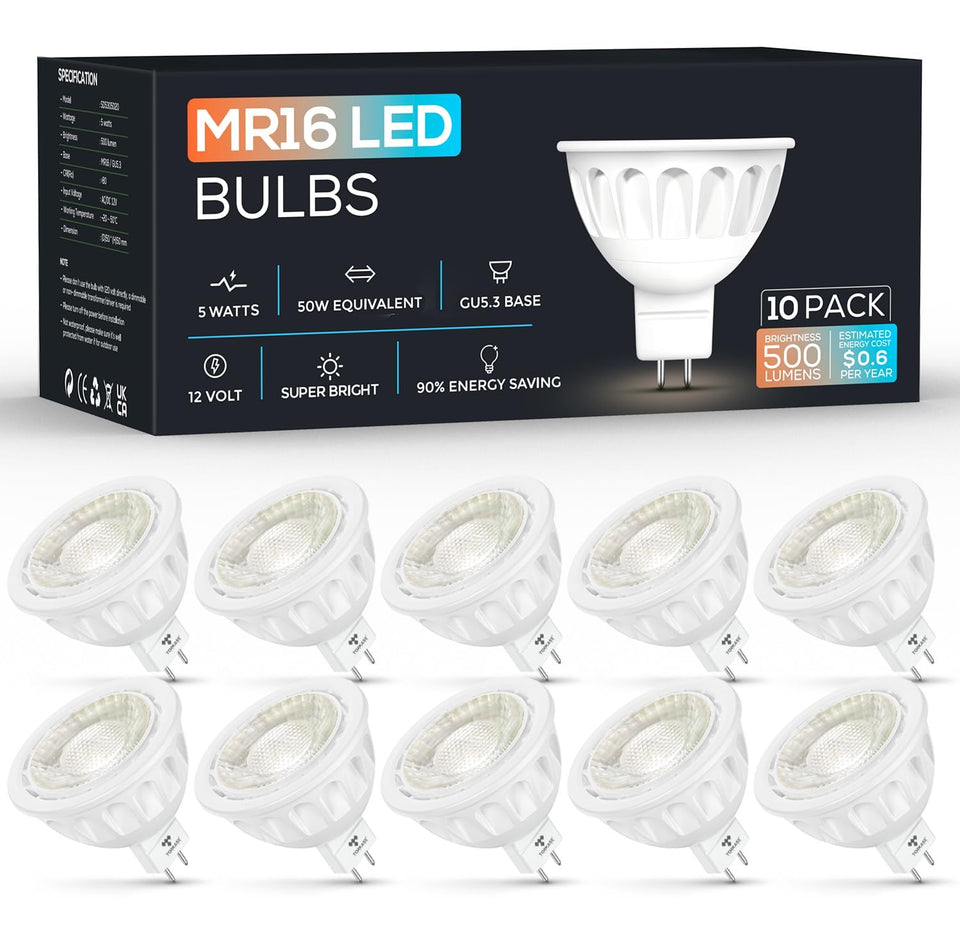 Torkase MR16 LED Bulb with GU5.3 base, dimmable for outdoor lighting