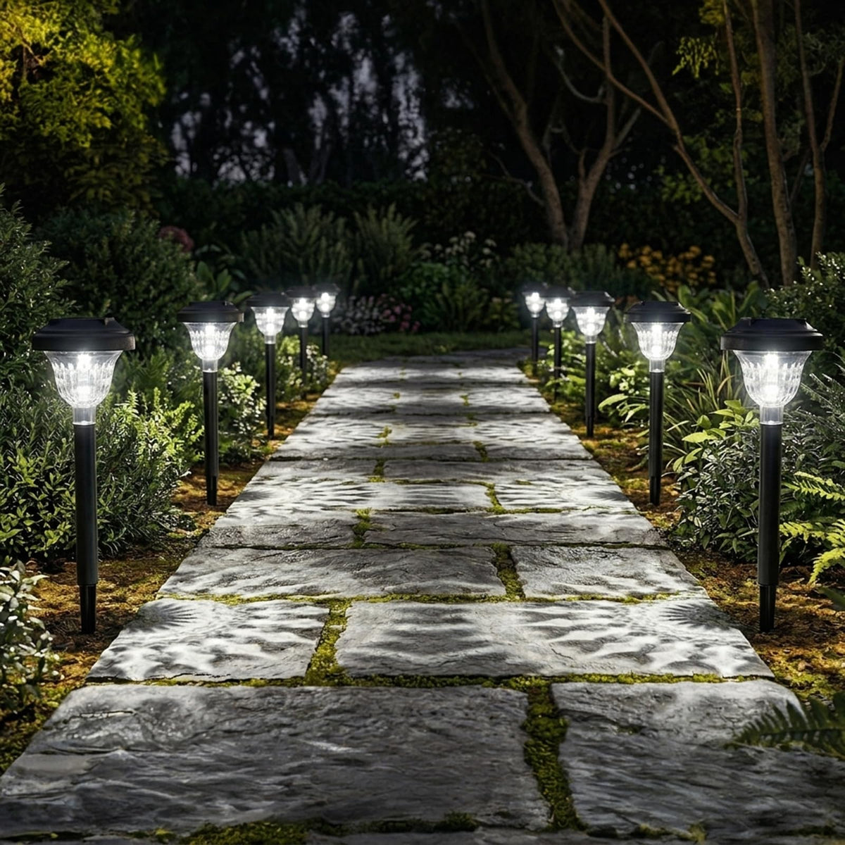 Torlaist solar pathway lights 10-pack lining a walkway for safer nighttime visibility