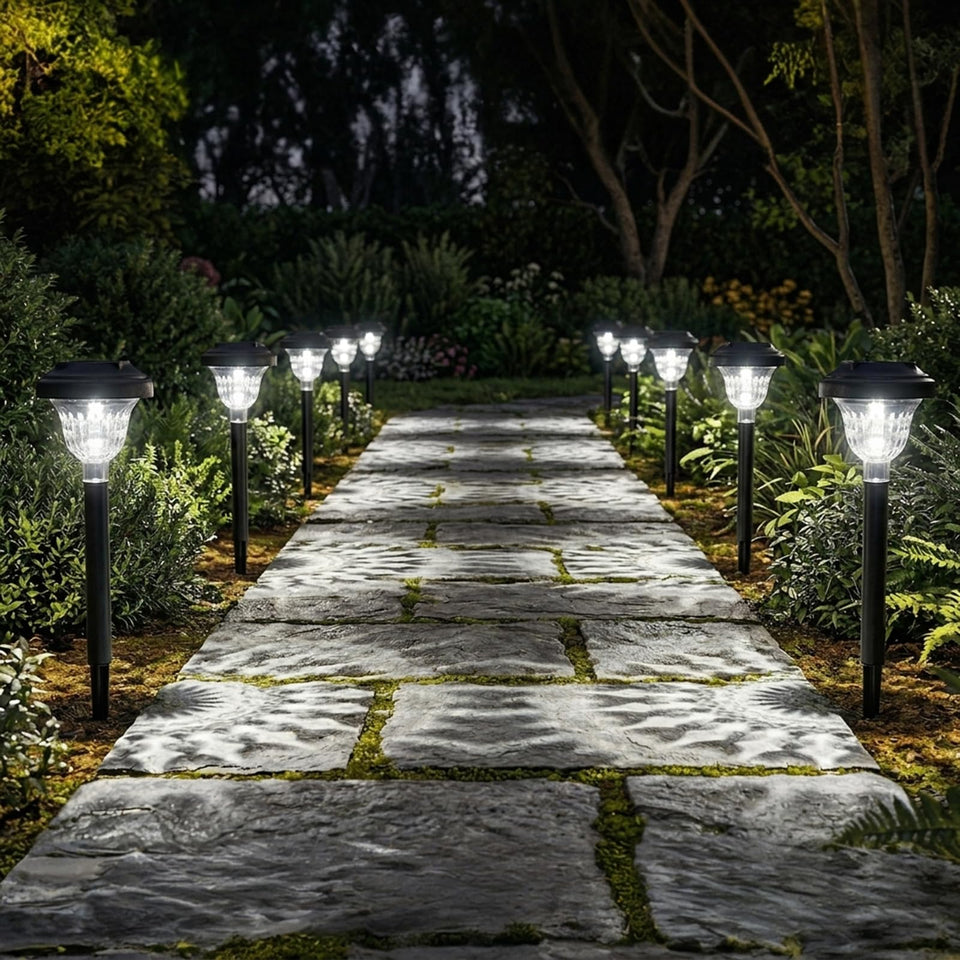 Torlaist solar pathway lights 10-pack lining a walkway for safer nighttime visibility
