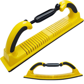 Toromp adjustable radius flex longboard sandblock, side view, smooths curved surfaces with controlled pressure.