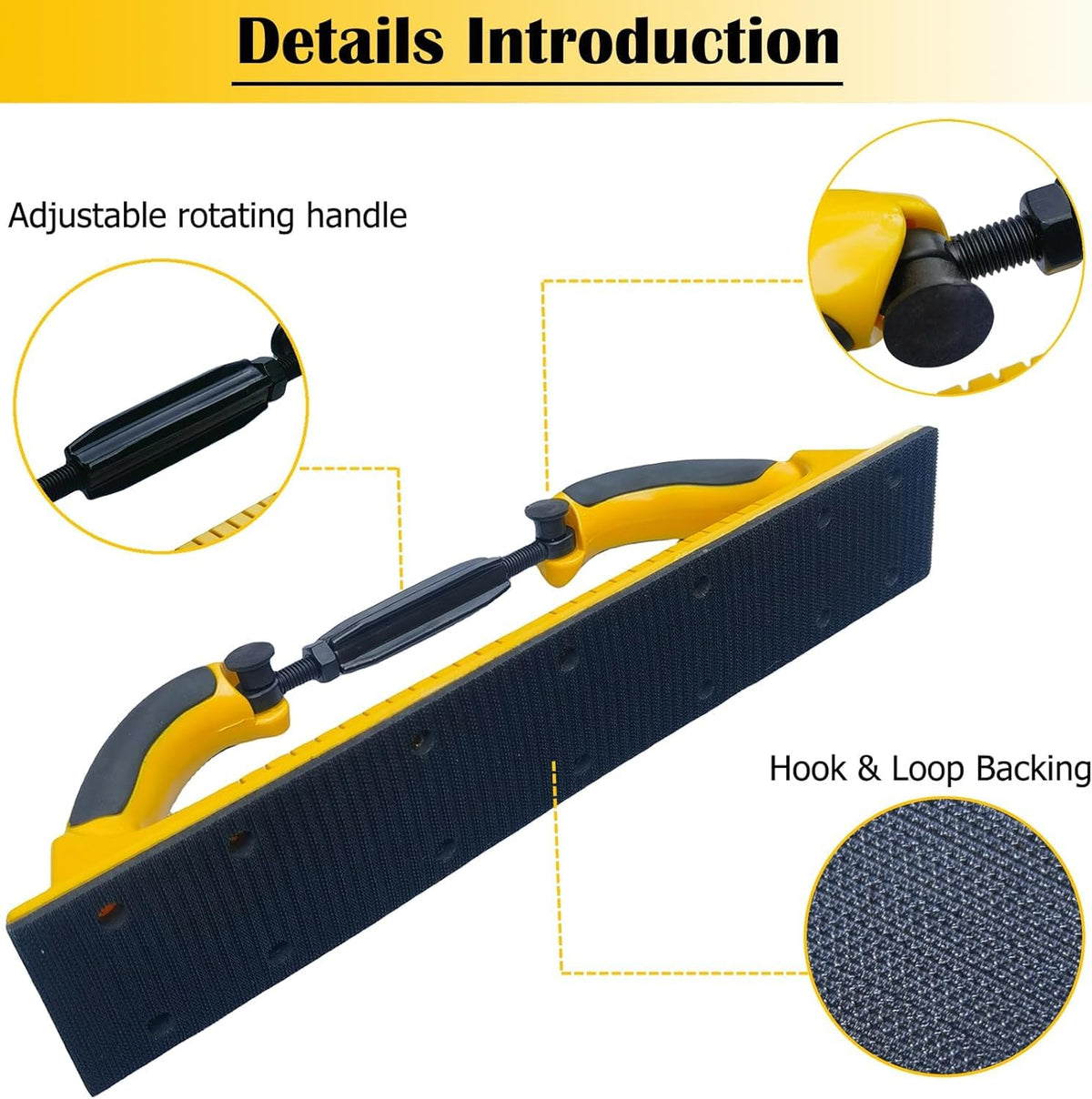Toromp sanding block, rotating handle enabling flat and curved surface work.