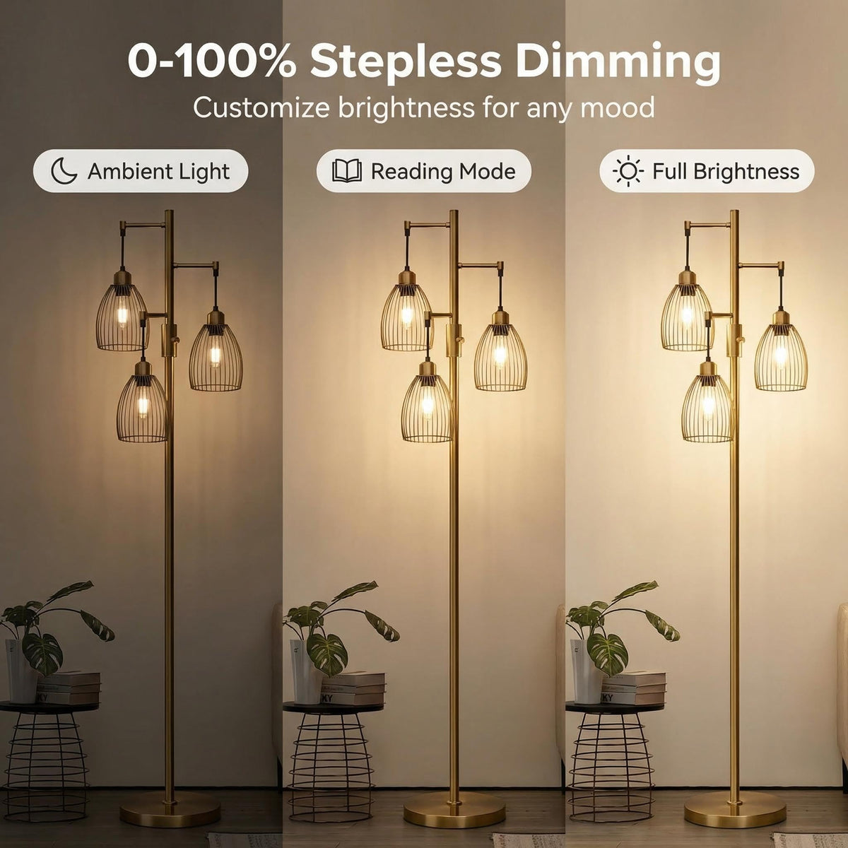 Torondo dimmable floor lamp 70-inch height fills tall rooms with balanced light.