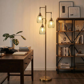 Torondo dimmable floor lamp sturdy metal base prevents tipping on carpet or wood floors.